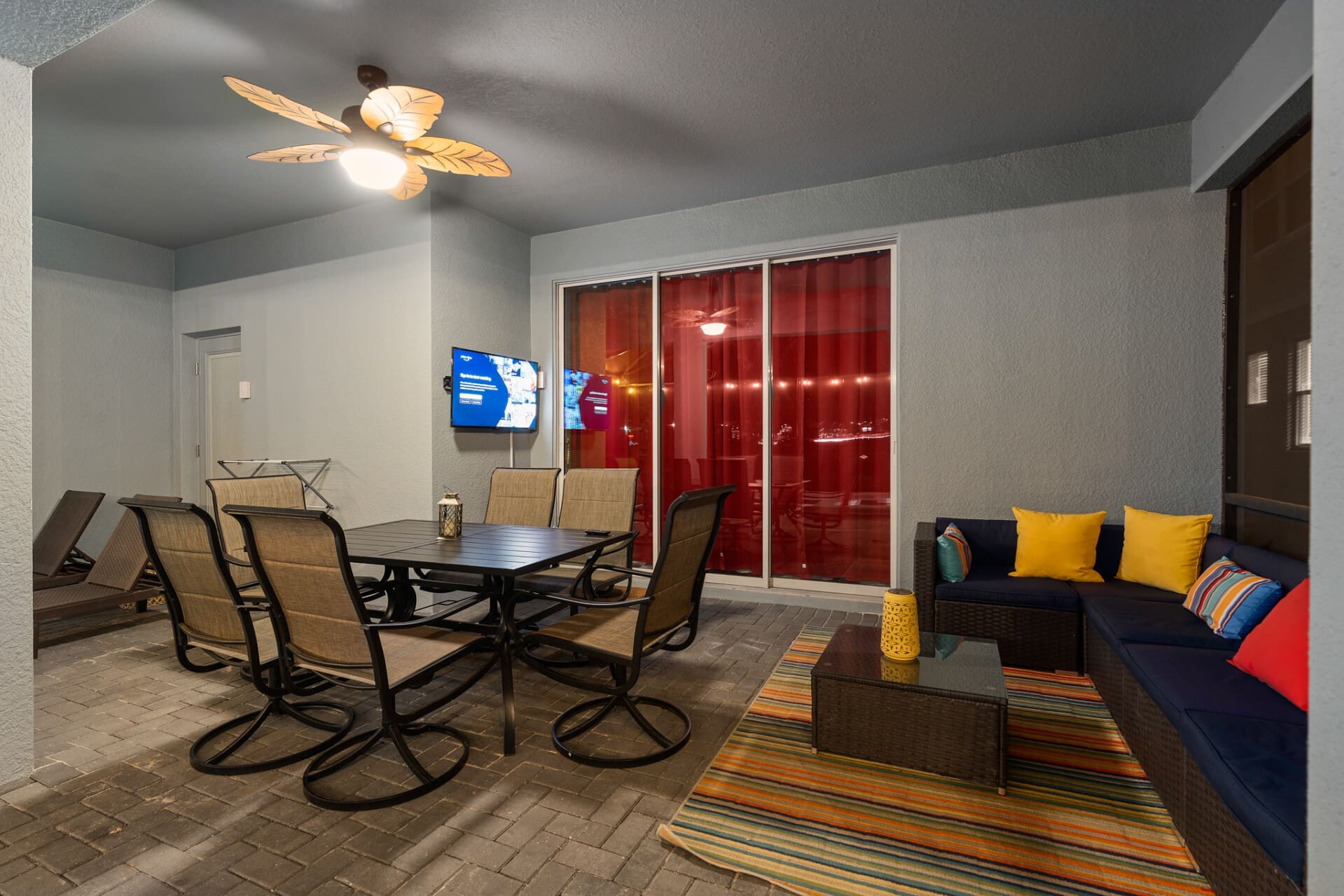 Catch some news or a game by the pool!