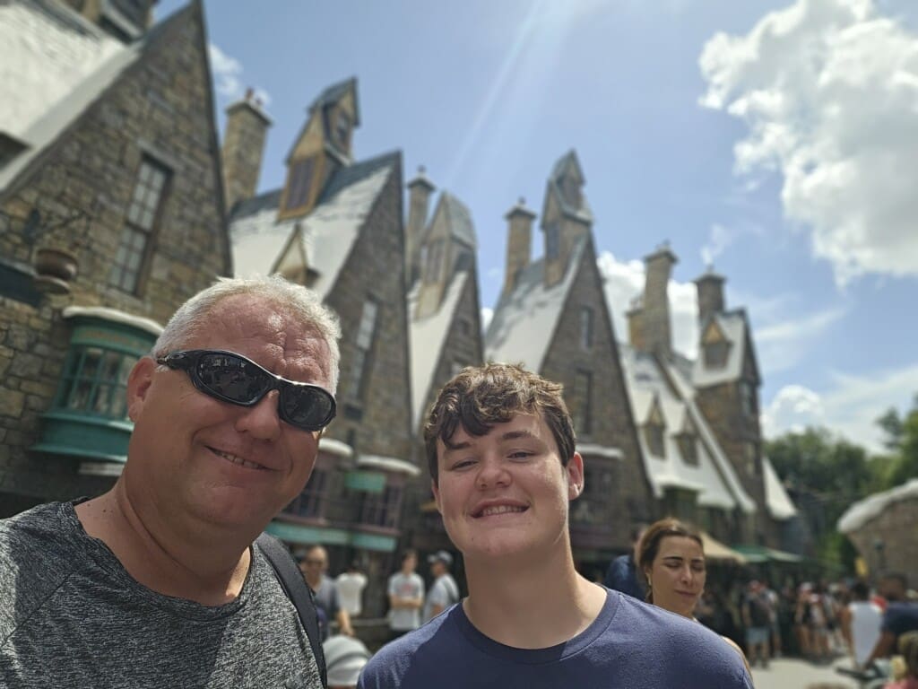 At Hogsmeade in Wizarding World of Harry Potter, during our stay at Windsor Island Resort Orlando