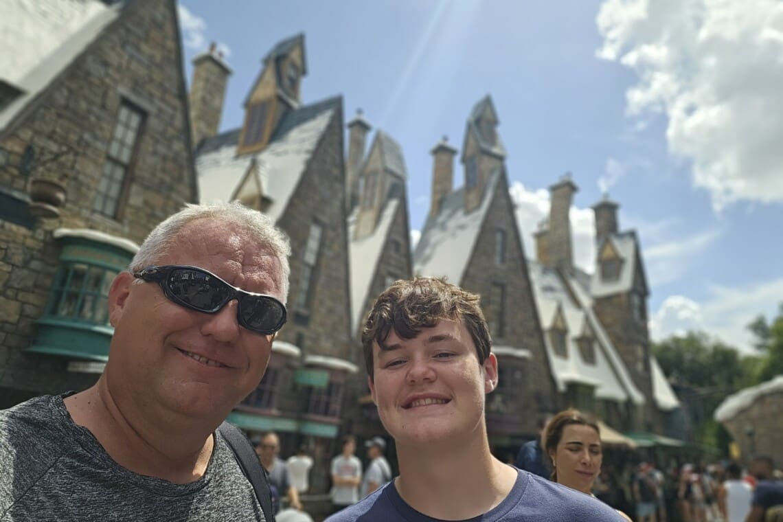 At Hogsmeade in Wizarding World of Harry Potter, during our stay at Windsor Island Resort Orlando