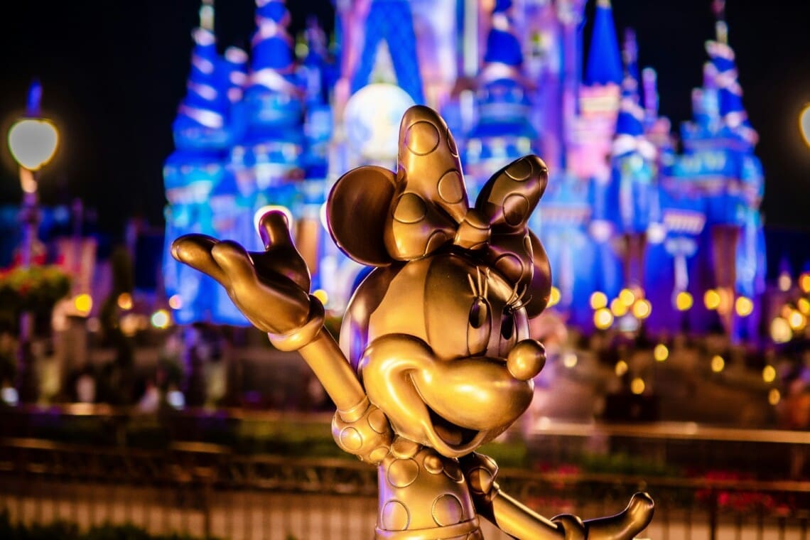 Minnie Mouse statue at Magic Kingdom Orlando as part of an Orlando 5 Day Itinerary Disney trip